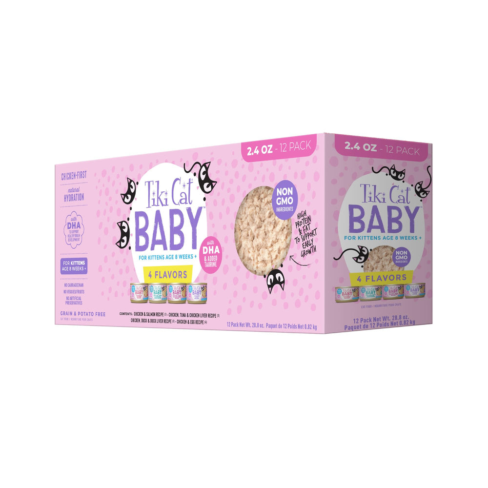 TIKI PETS pack Tiki Cat Baby face montrant variété et praticité