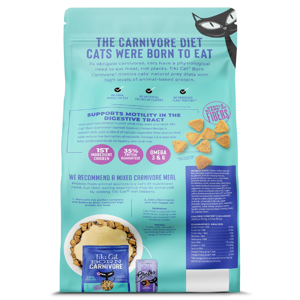 Gros plan croquettes Tiki Cat montrant texture croquante et bénéfice digestif