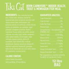TIKI PETS tableau nutritionnel de la recette indiquant vitamines et taurine ajoutées