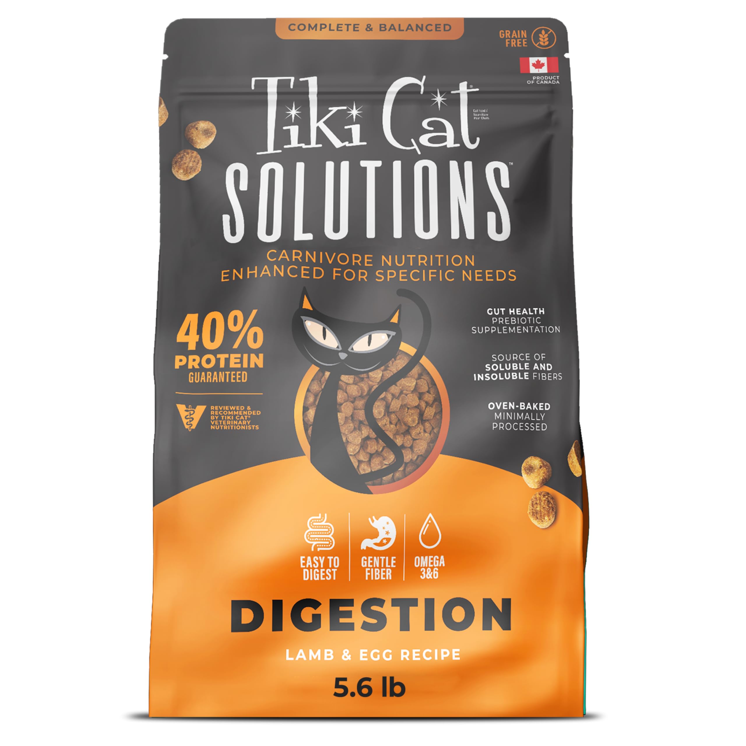 Tiki Cat emballage avant montrant la recette digestion bénéfice appétence