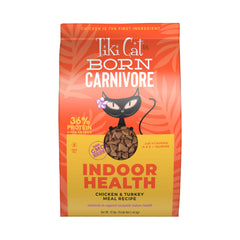 Tiki Cat emballage avant montrant la recette poulet et dinde et bénéfice nutritionnel