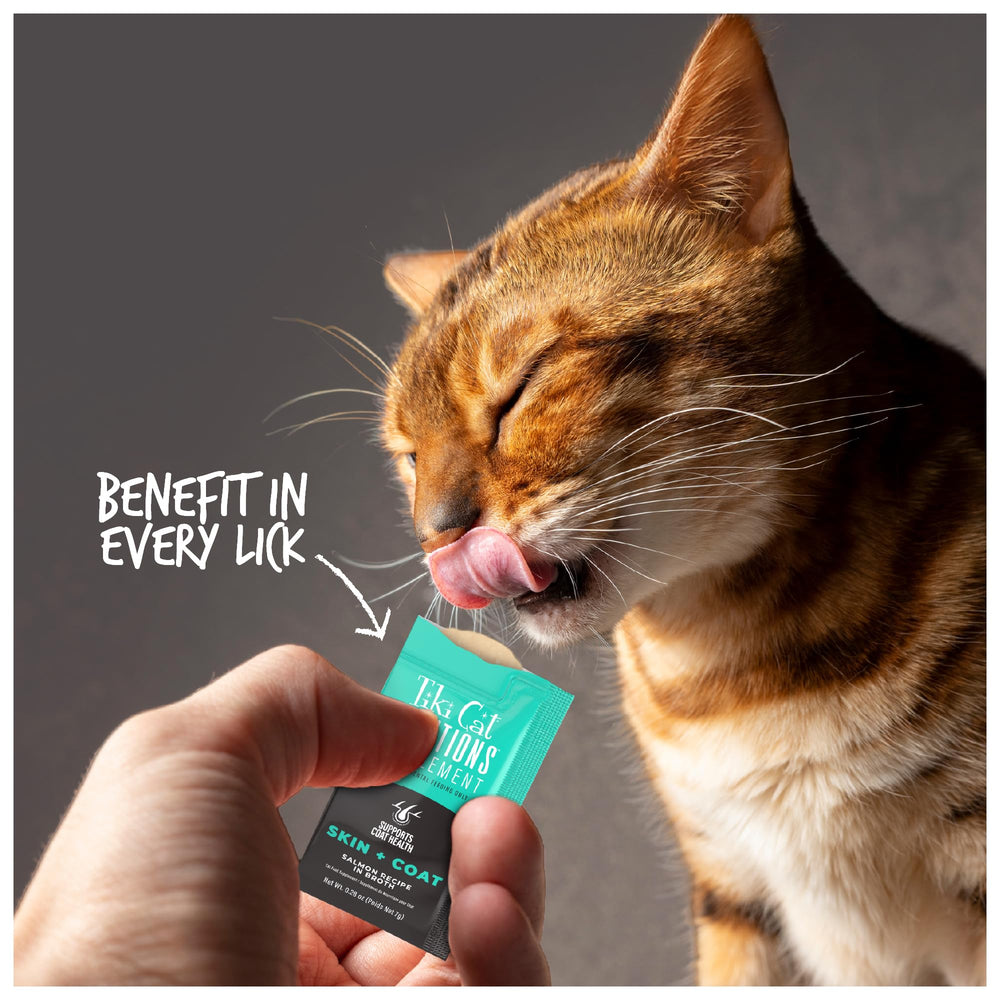 Tiki Cat étiquette nutritionnelle détaillée illustrant ingrédients et compléments utiles
