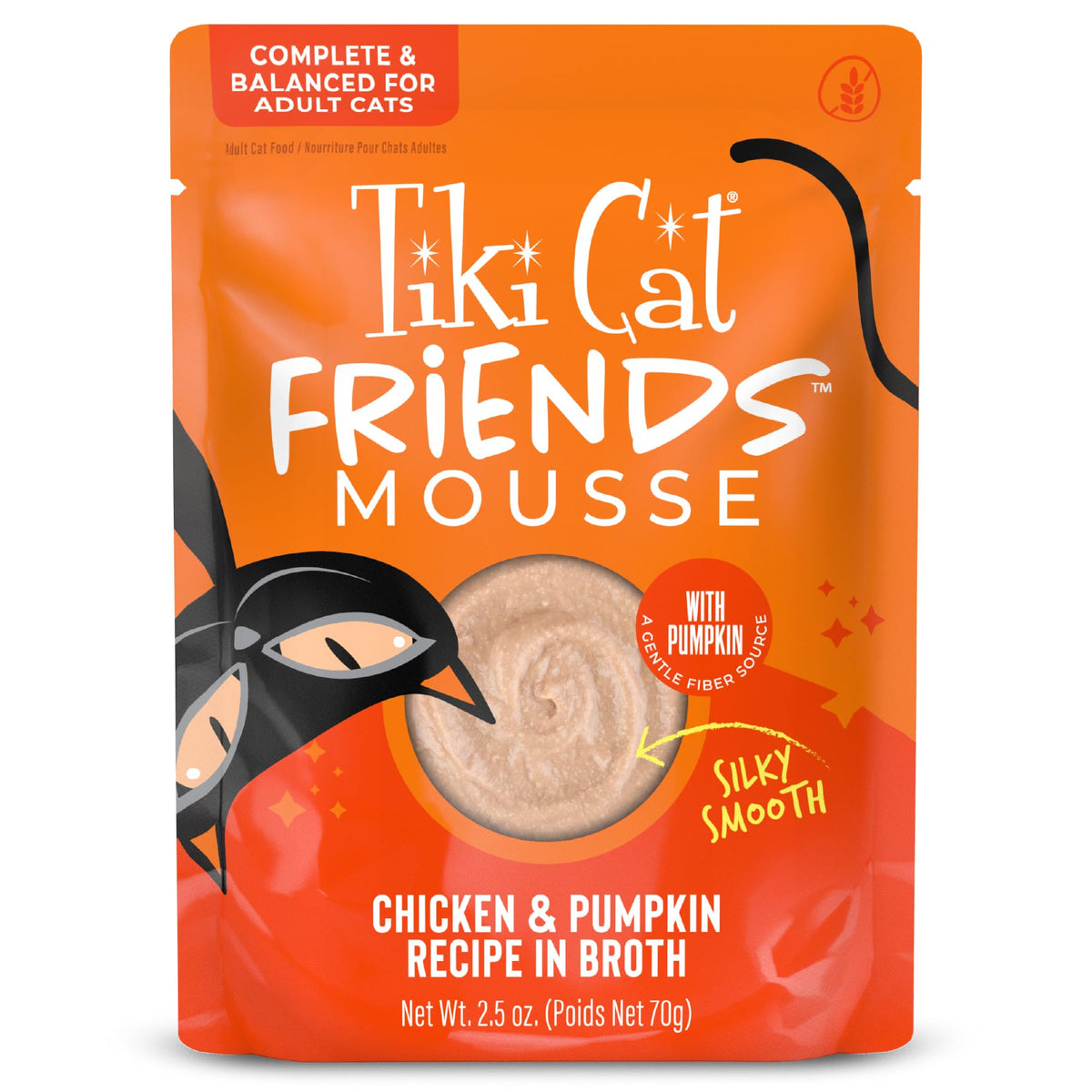 Tiki Cat sachet face montrant l’emballage, pratique et nutritif