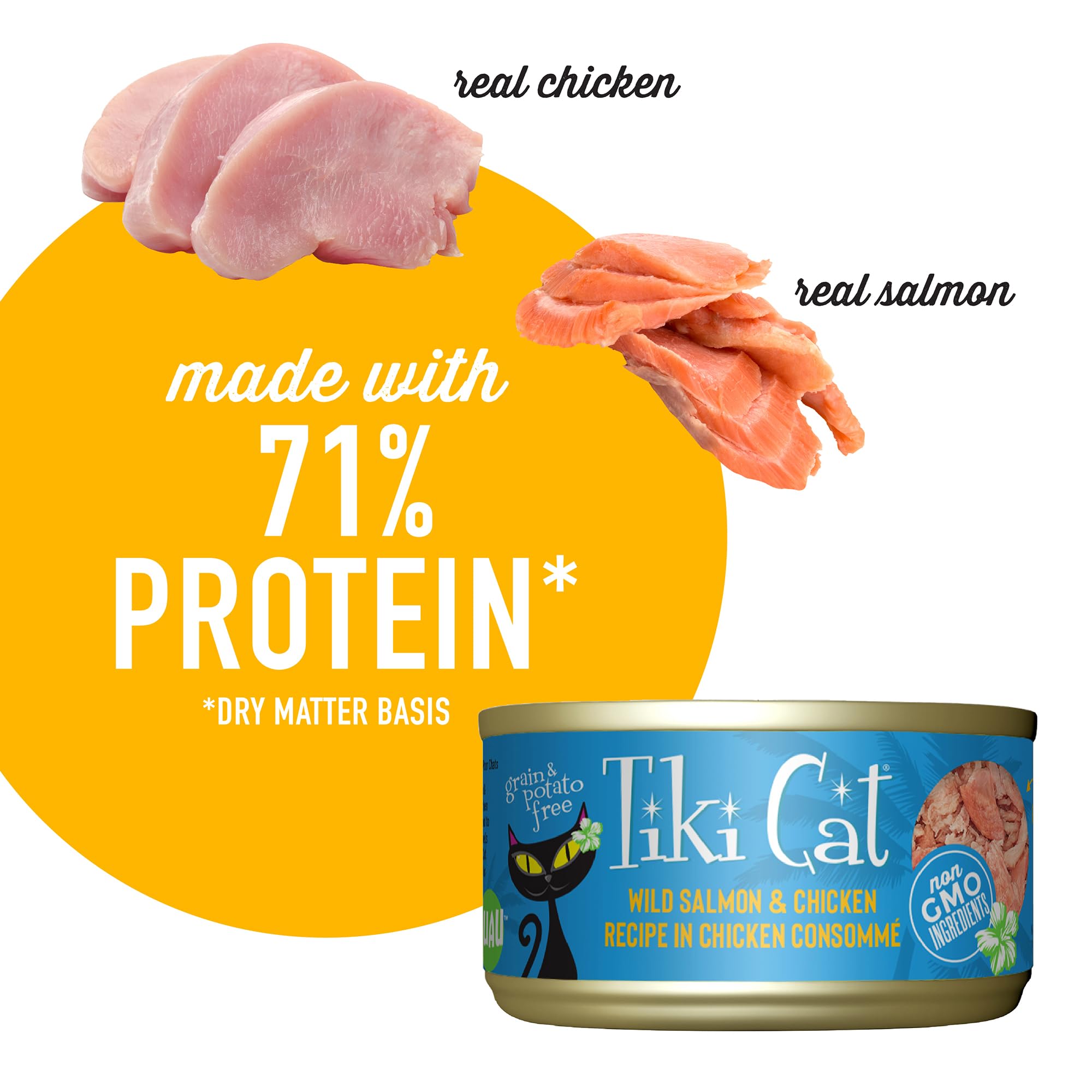 TIKI PETS morceaux de poulet montrant la viande naturelle et la digestibilité