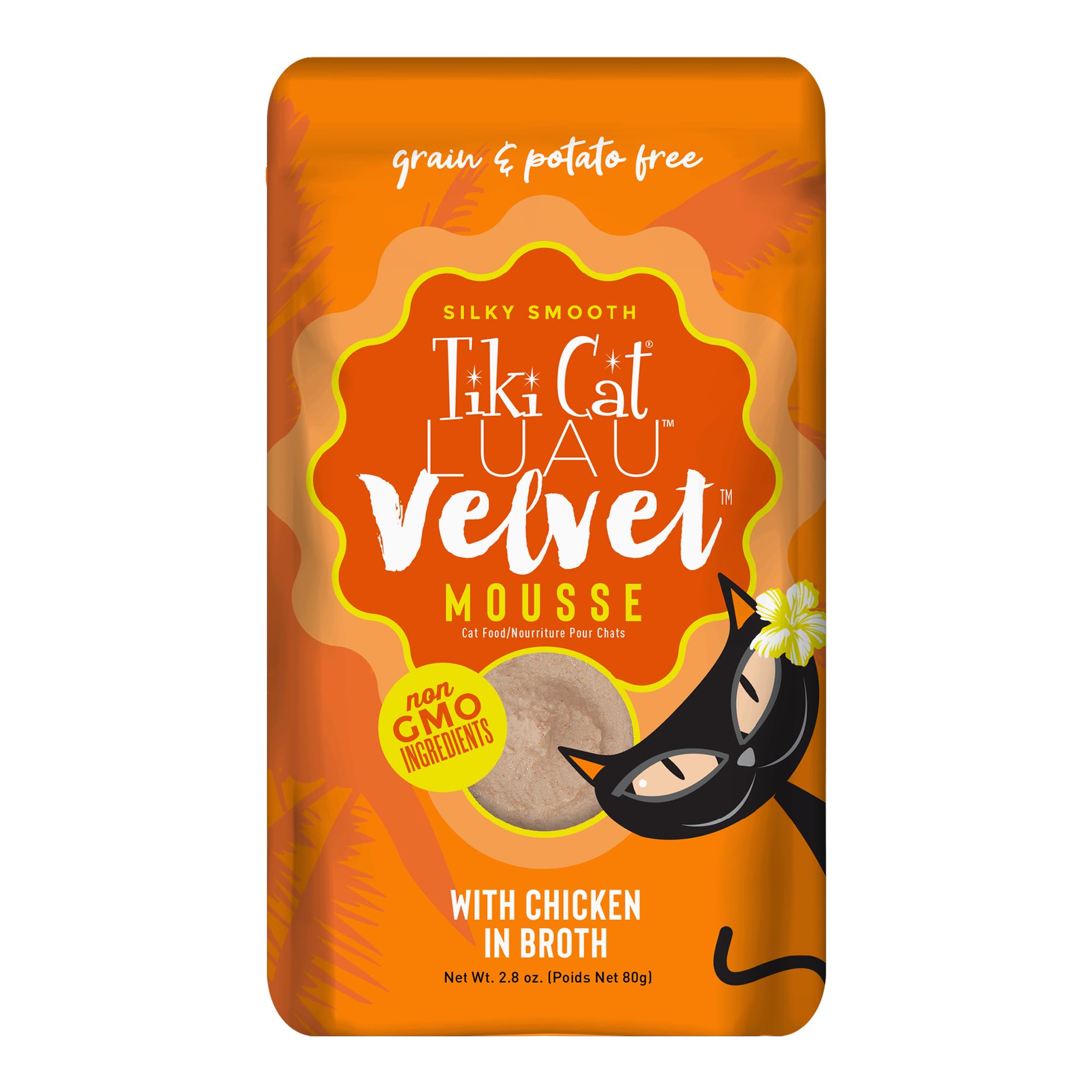 Tiki Cat sachet avant packaging montrant design et portion pratique