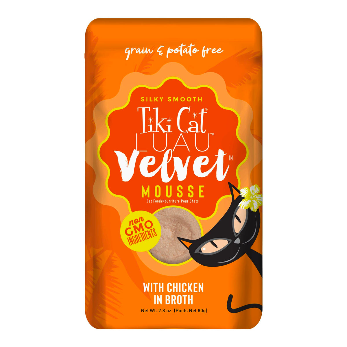 Tiki Cat sachet avant packaging montrant design et portion pratique