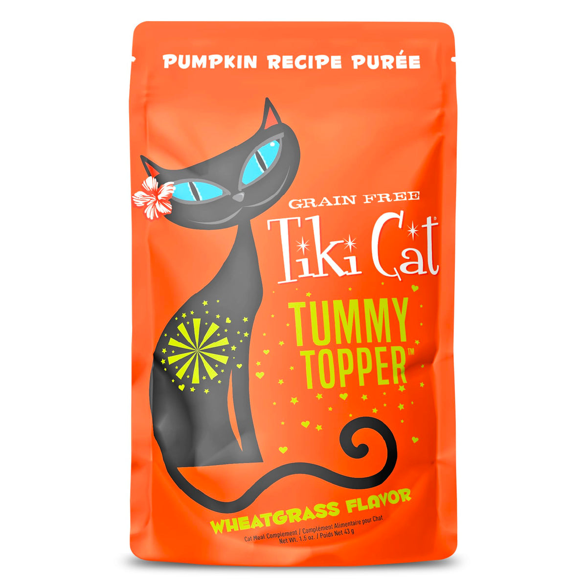 Tiki Cat emballage avant montrant sachets faciles à servir pour commodité