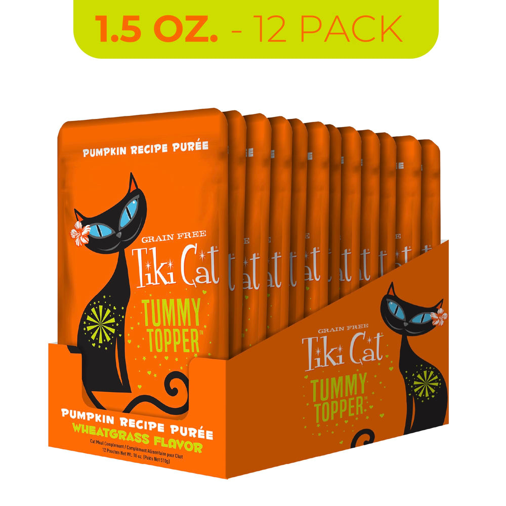 Tiki Cat gros plan texture purée de potiron pour digestion douce