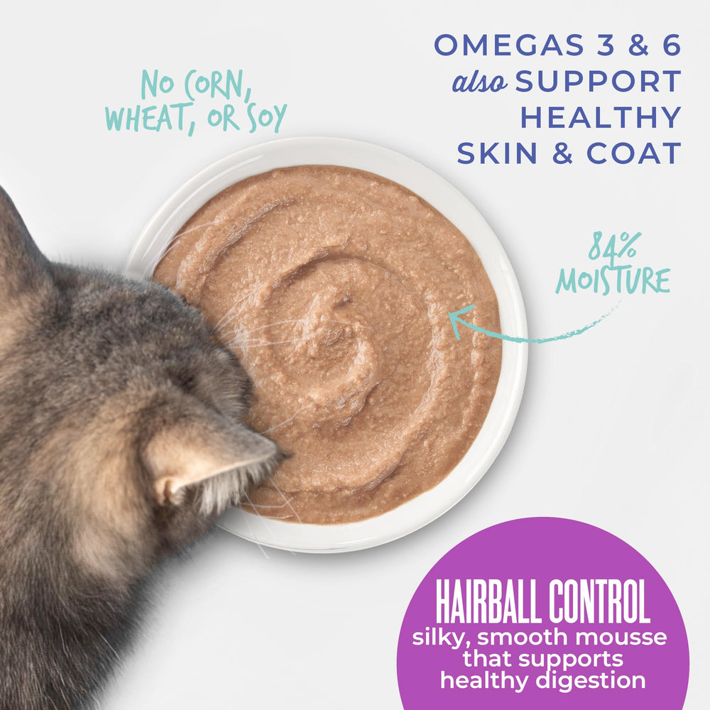 Tiki Cat étiquette nutritionnelle montrant protéines et oméga essentiels