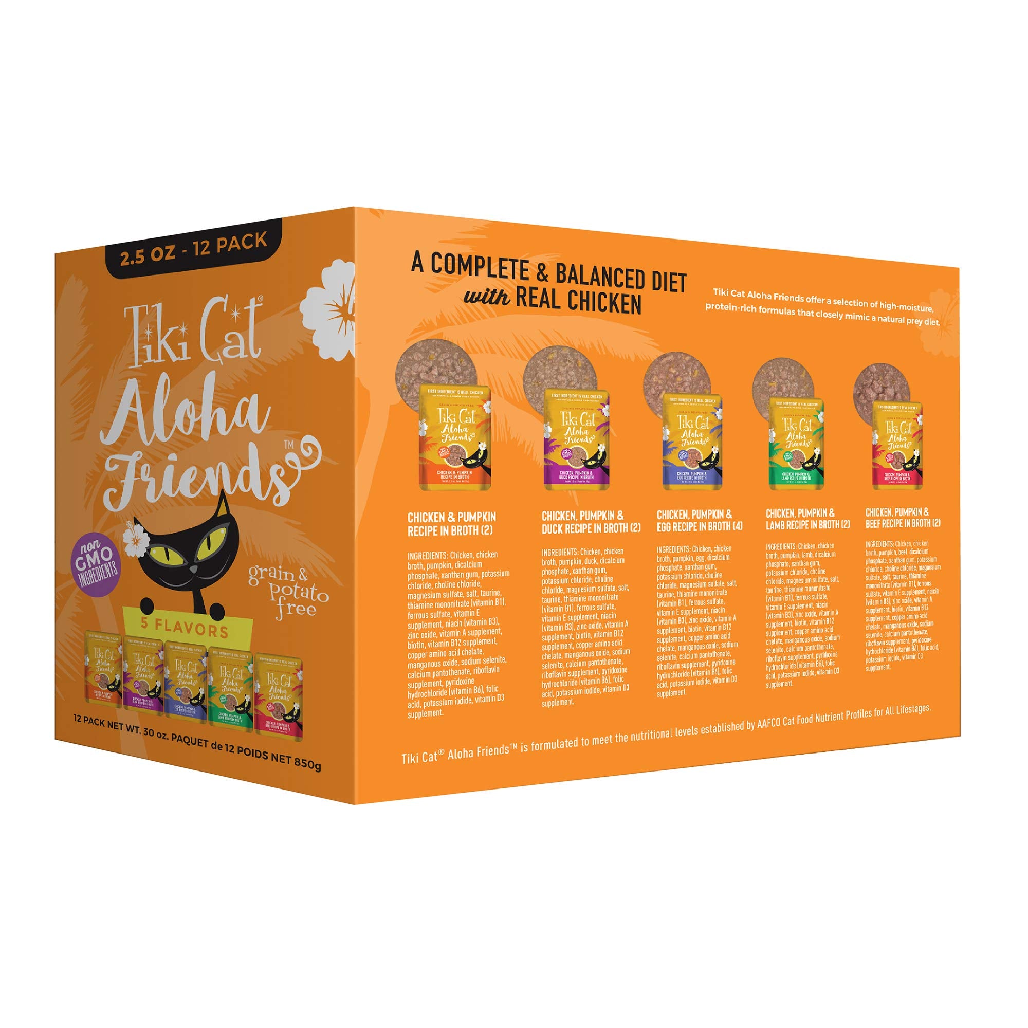 TIKI PETS sachet ouvert révélant texture humide appétente, favorise l’hydratation du chat