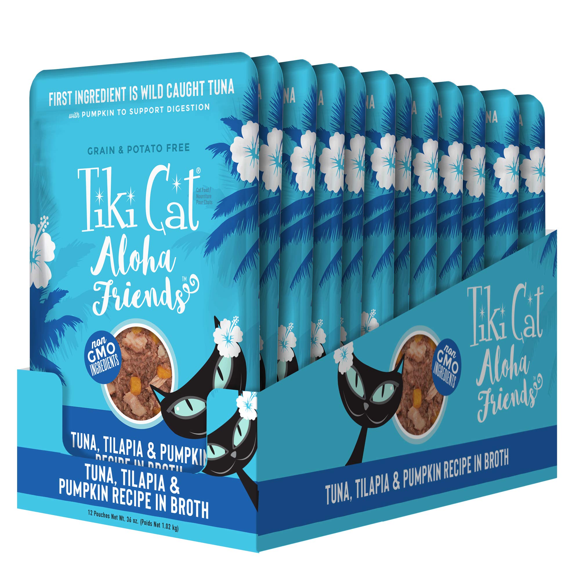 TIKI PETS sachet ouvert révélant la pâtée humide appétissante