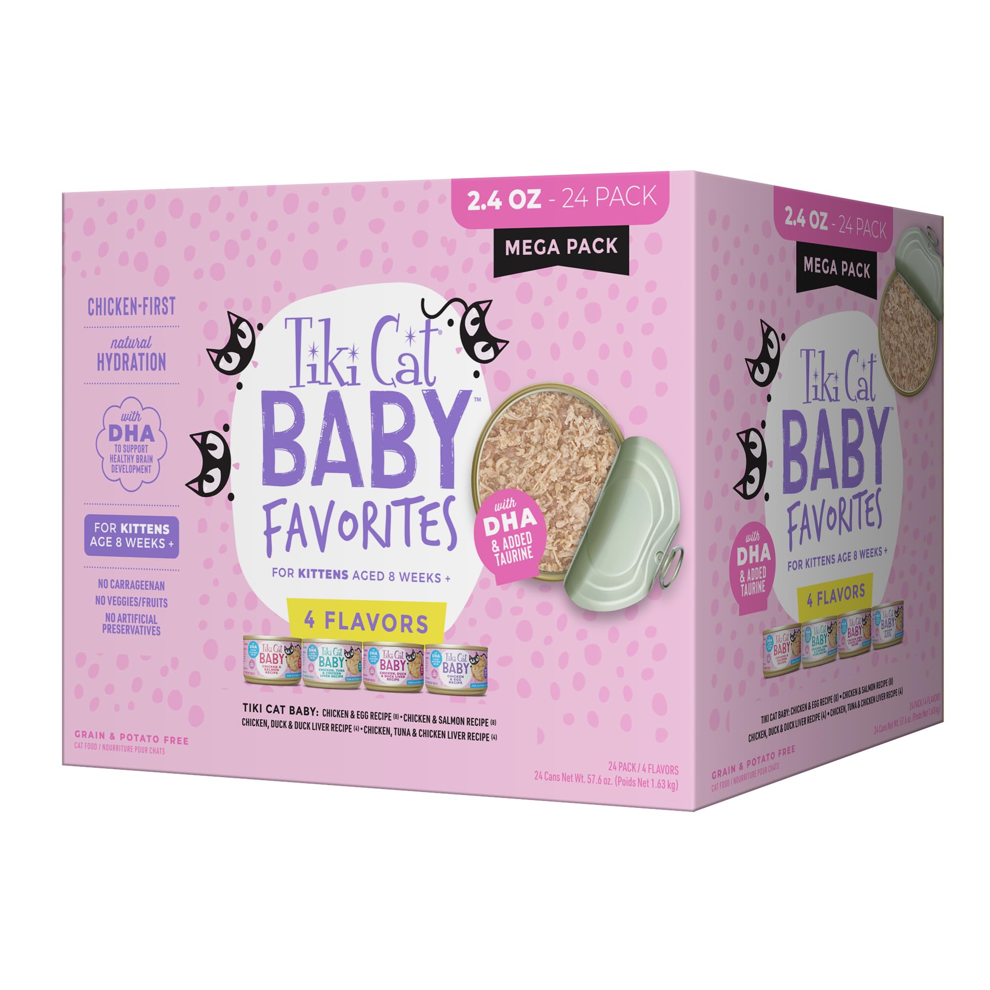 TIKI PETS boîte face montrant le packaging pratique et nutritif