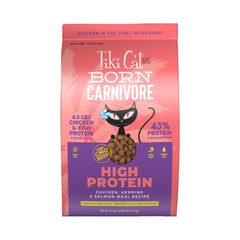 TIKI PETS emballage avant montrant la recette et bénéfice protéique