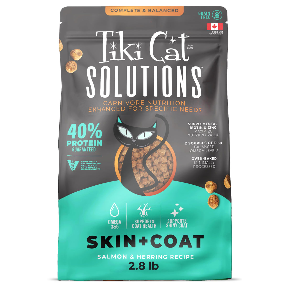 TIKI PETS paquet face montrant la marque et bénéfice nutritionnel