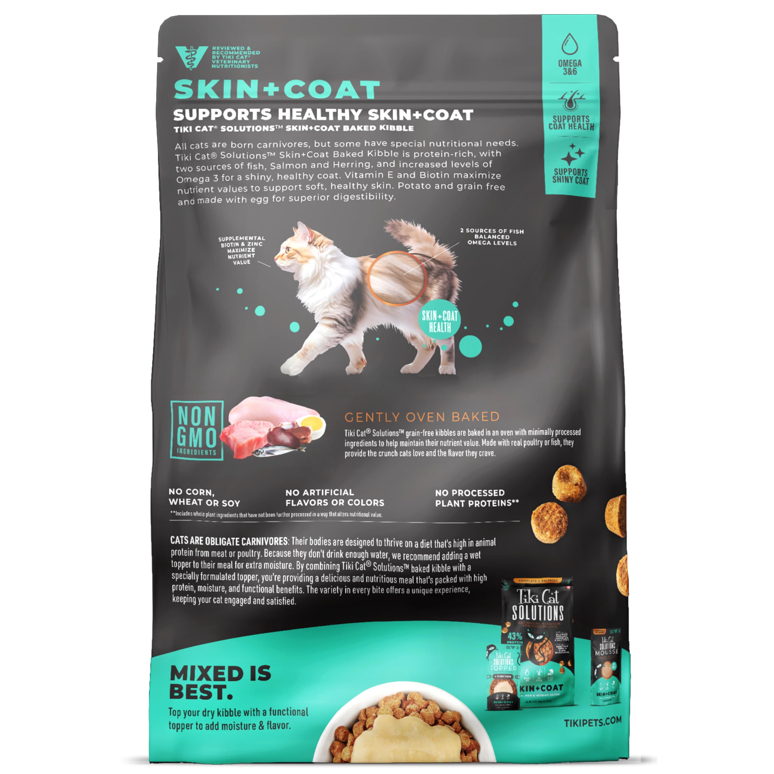 TIKI PETS gros plan de la croquette montrant texture et digestibilité