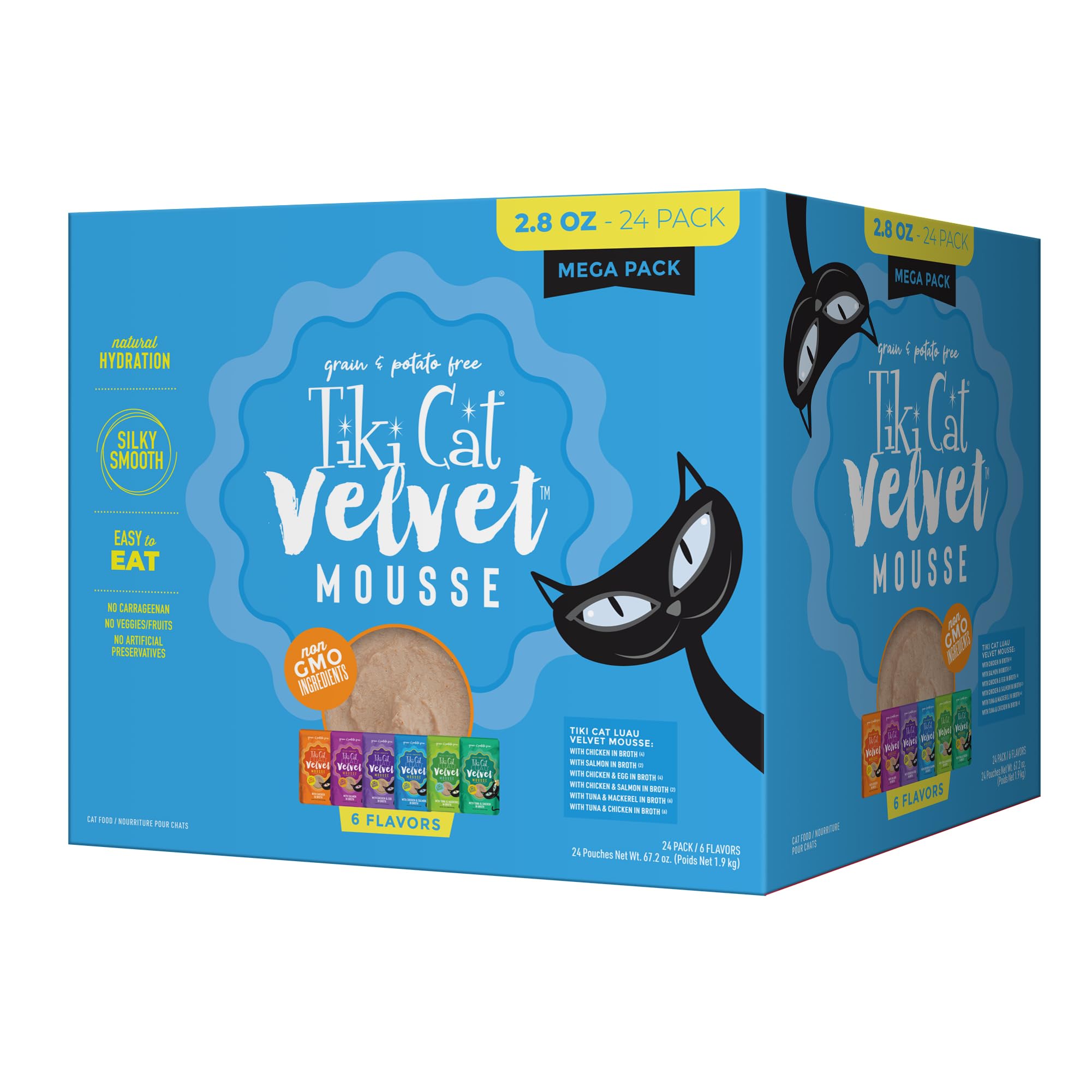TIKI PETS pack avant montrant emballage 24 sachets pour gain de stock