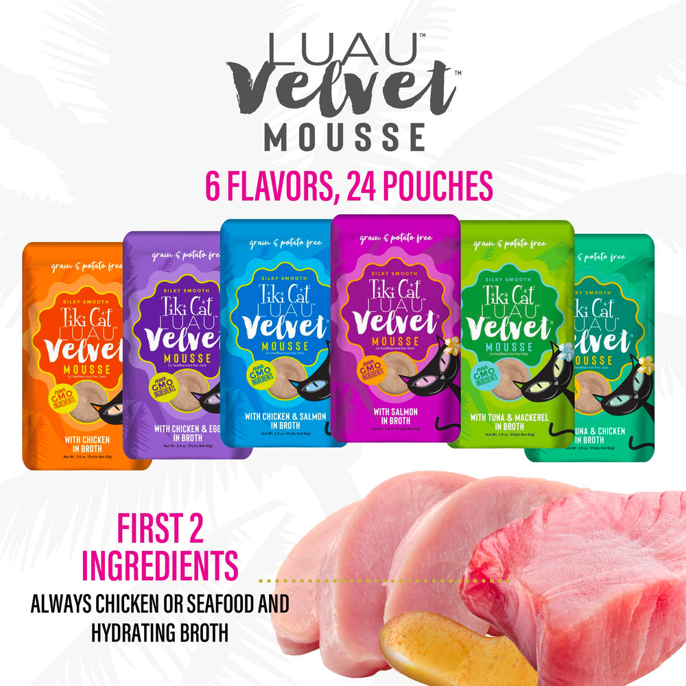 TIKI PETS sachet ouvert révélant mousse prête à servir et hydratation