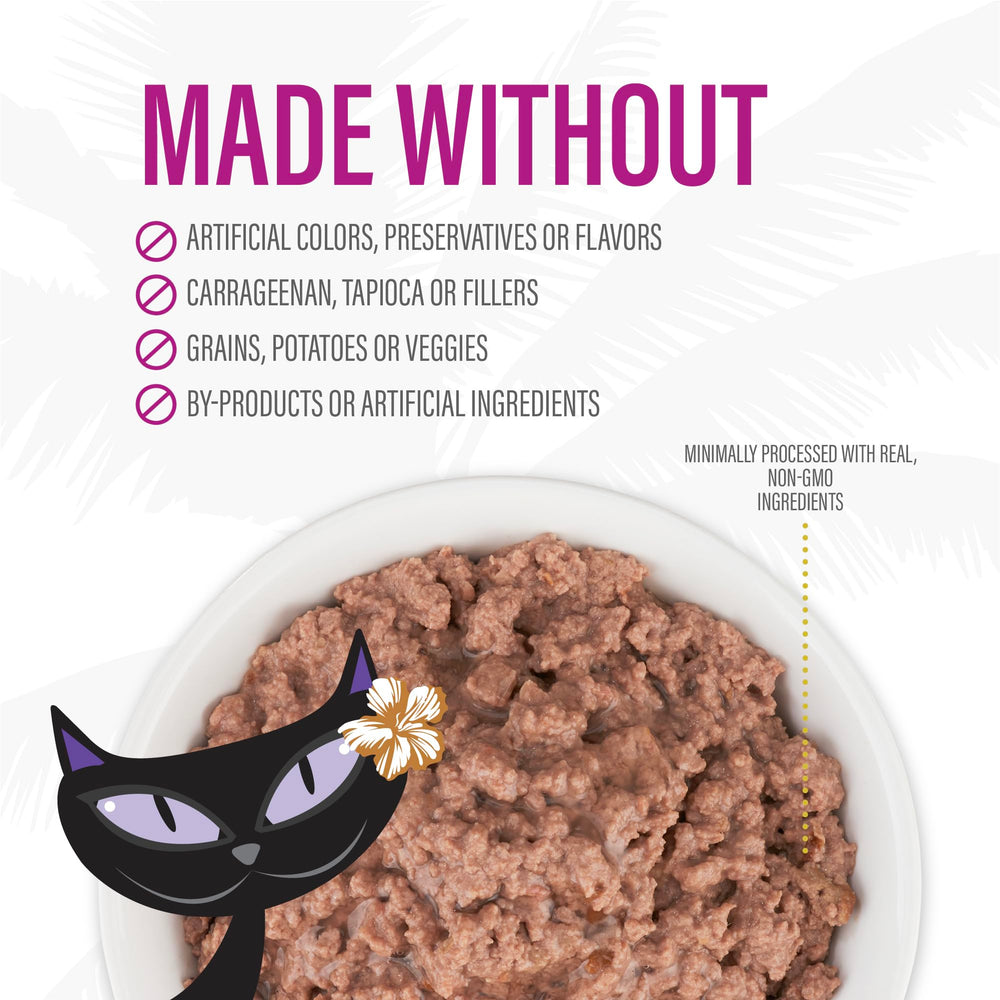 TIKI PETS packaging latéral affichant informations nutritionnelles claires