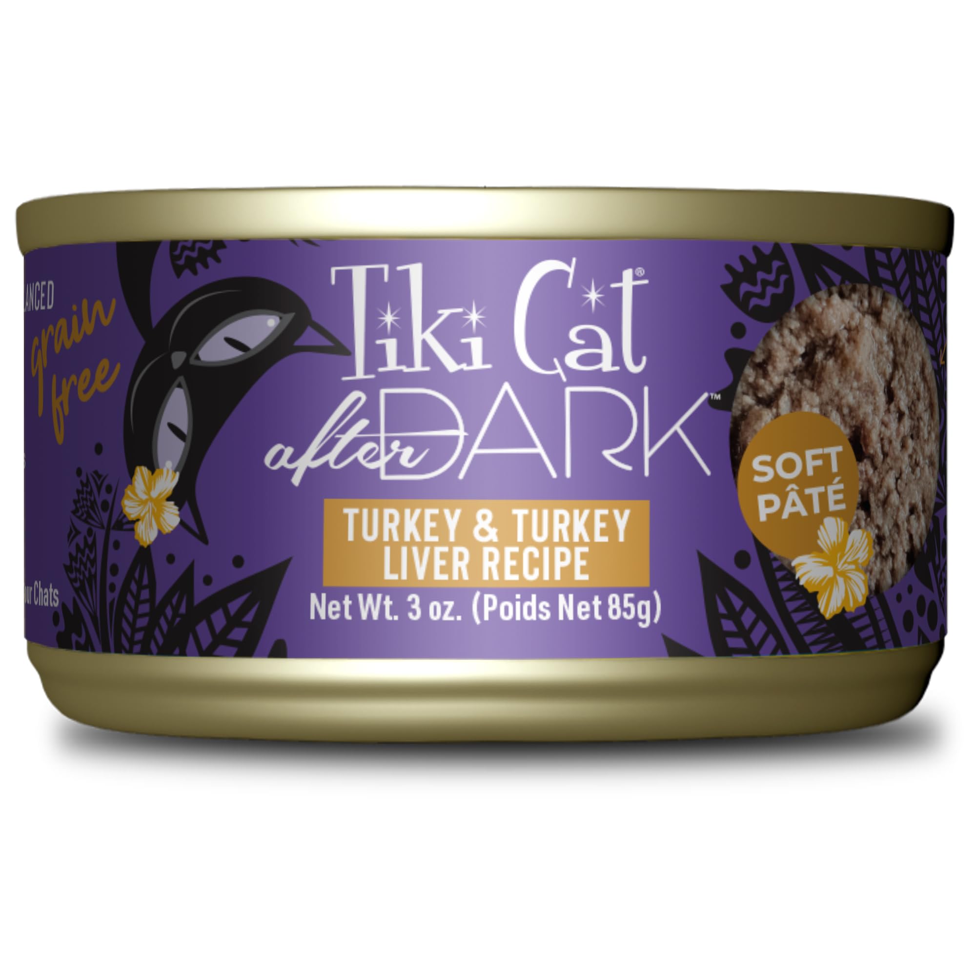 TIKI PETS boîte Tiki Cat After Dark face montrant l’étiquette appétissante