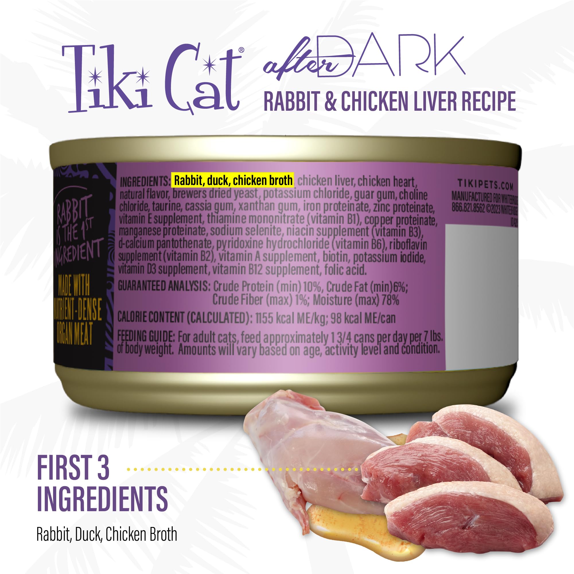 TIKI PETS étiquette nutrition claire pour informations complètes et équilibrées