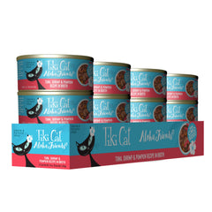 TIKI PETS contenu en gros plan montrant thon et crevettes appétissantes