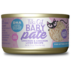 TIKI PETS boîte Tiki Cat Baby pâté vue avant, rassure sur ingrédients