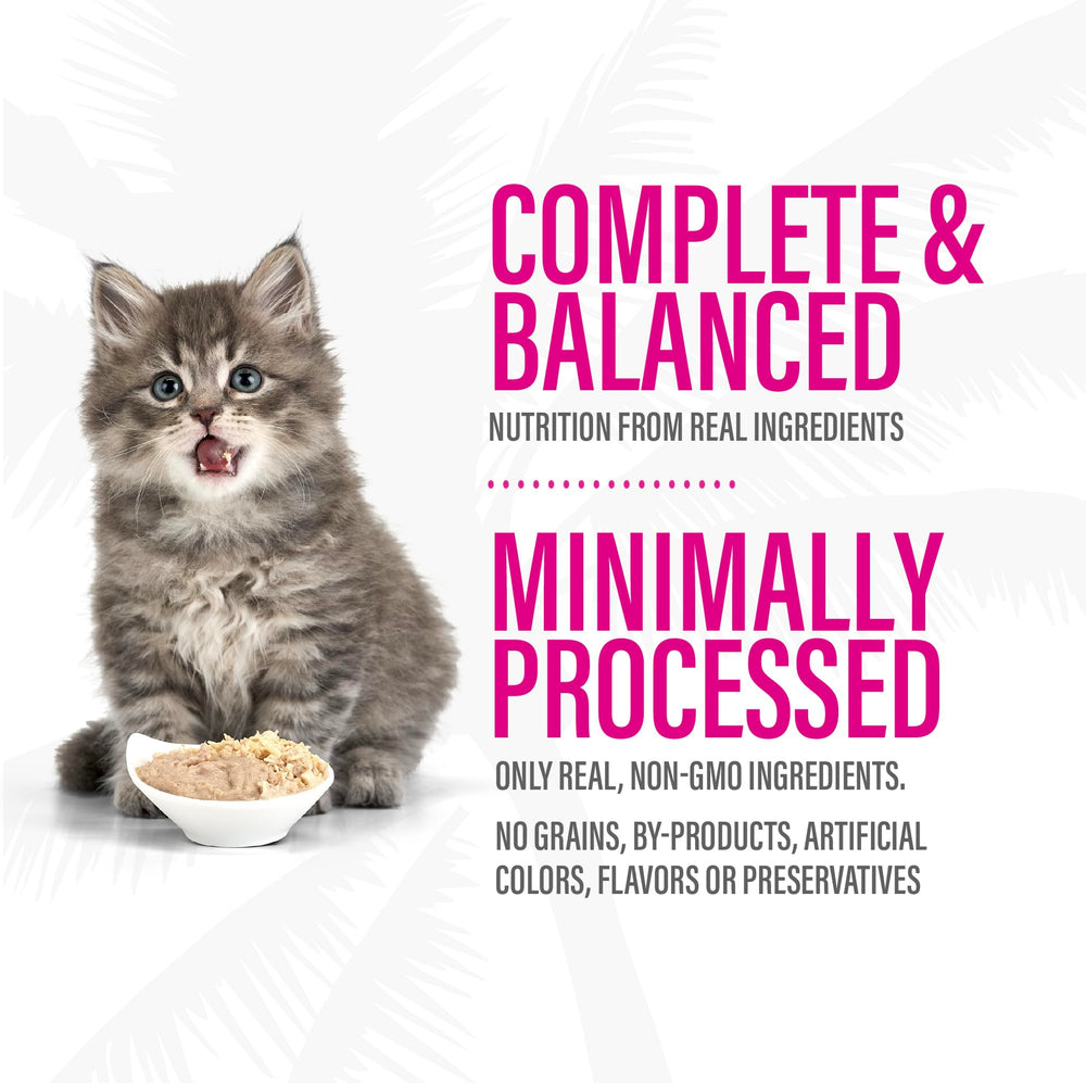 TIKI PETS packaging latéral clair, présente absence de céréales