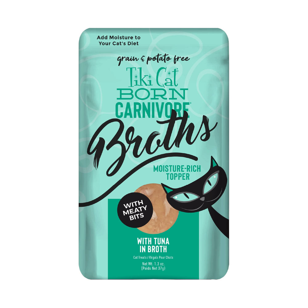 TIKI PETS sachet Tiki Cat bouillon thon face avant pour identification rapide et bénéfice