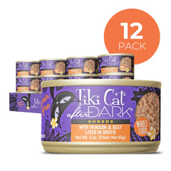 TIKI PETS conserve ouverte révélant venaison et foie pour apport nutritif élevé