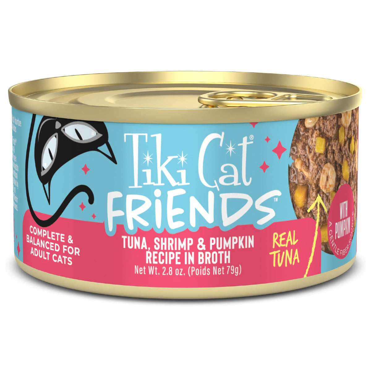 TIKI PETS face avant de la boîte montrant la recette appétissante