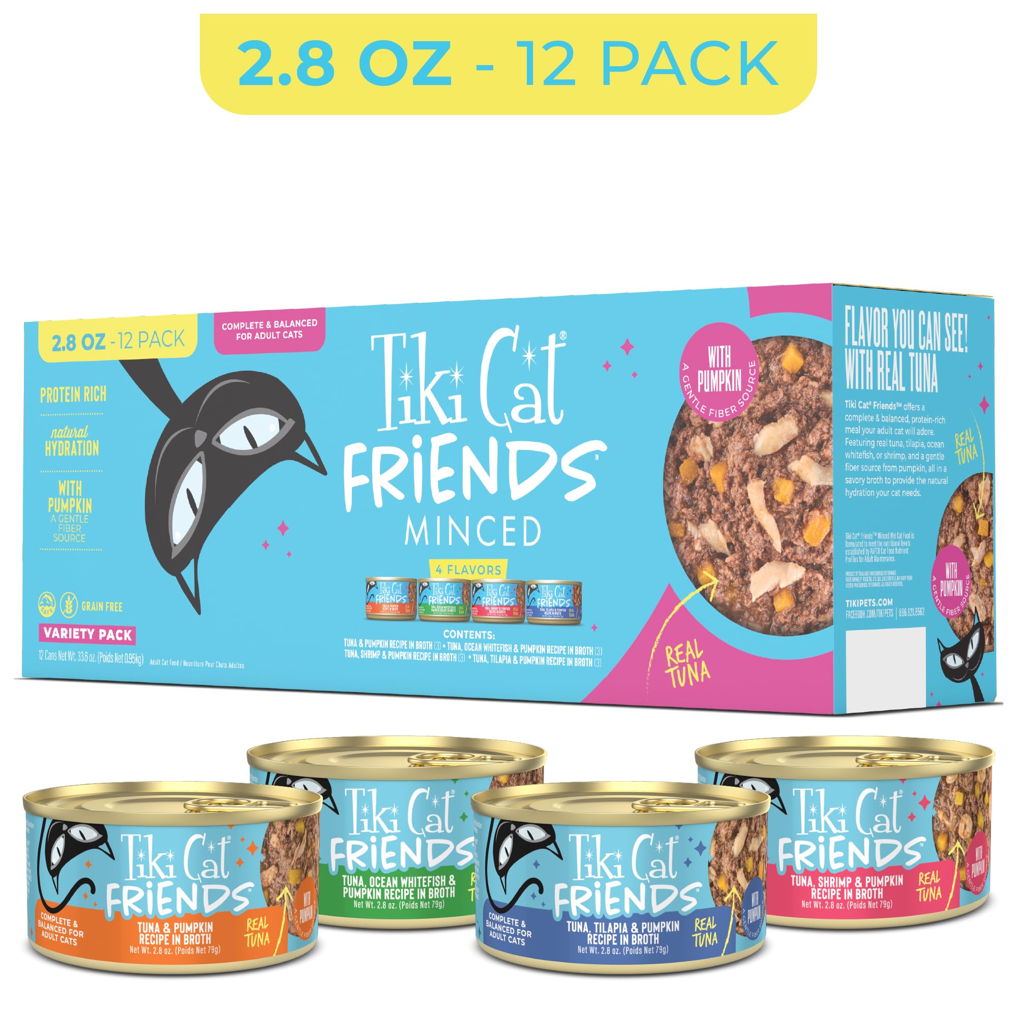 TIKI PETS gros plan sur flocons de poisson pour montrer la texture et la qualité