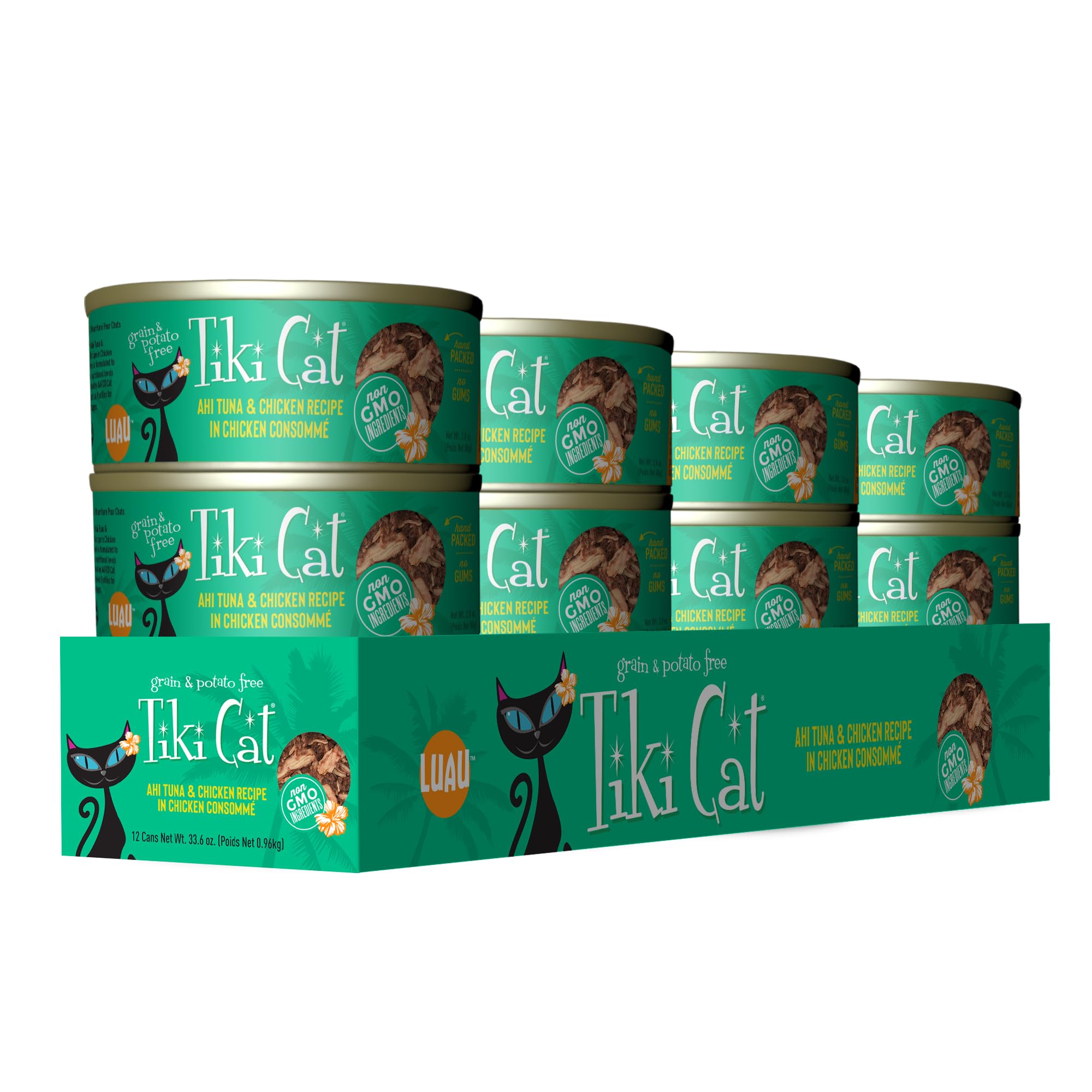 TIKI PETS conserve ouverte avec morceaux de thon et poulet pour une hydratation accrue