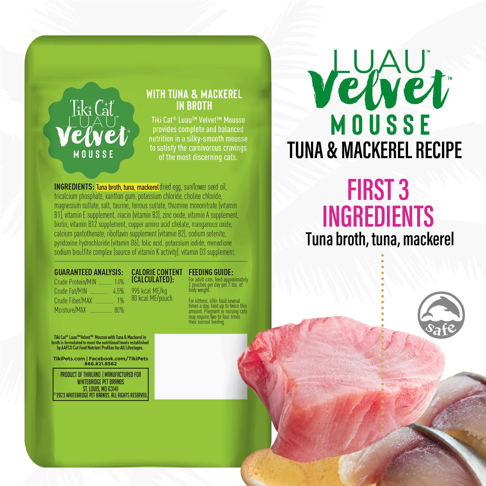 TIKI PETS mousse servie dans un bol, démontrant portion prête à l’emploi et hydratation