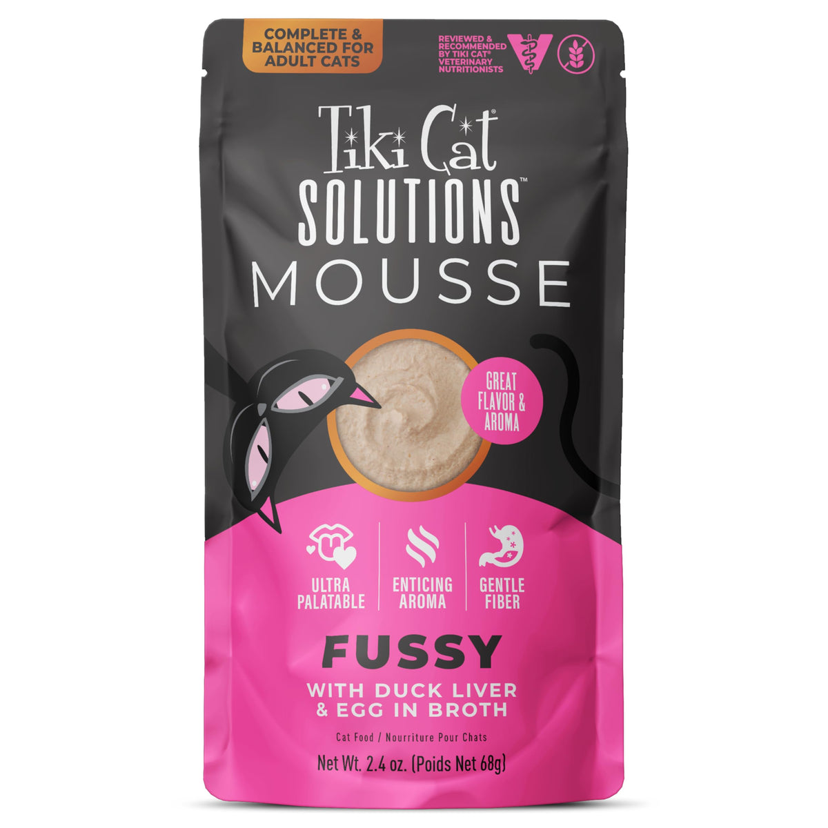 TIKI PETS Tiki Cat front de la pochette montrant la mousse appétente