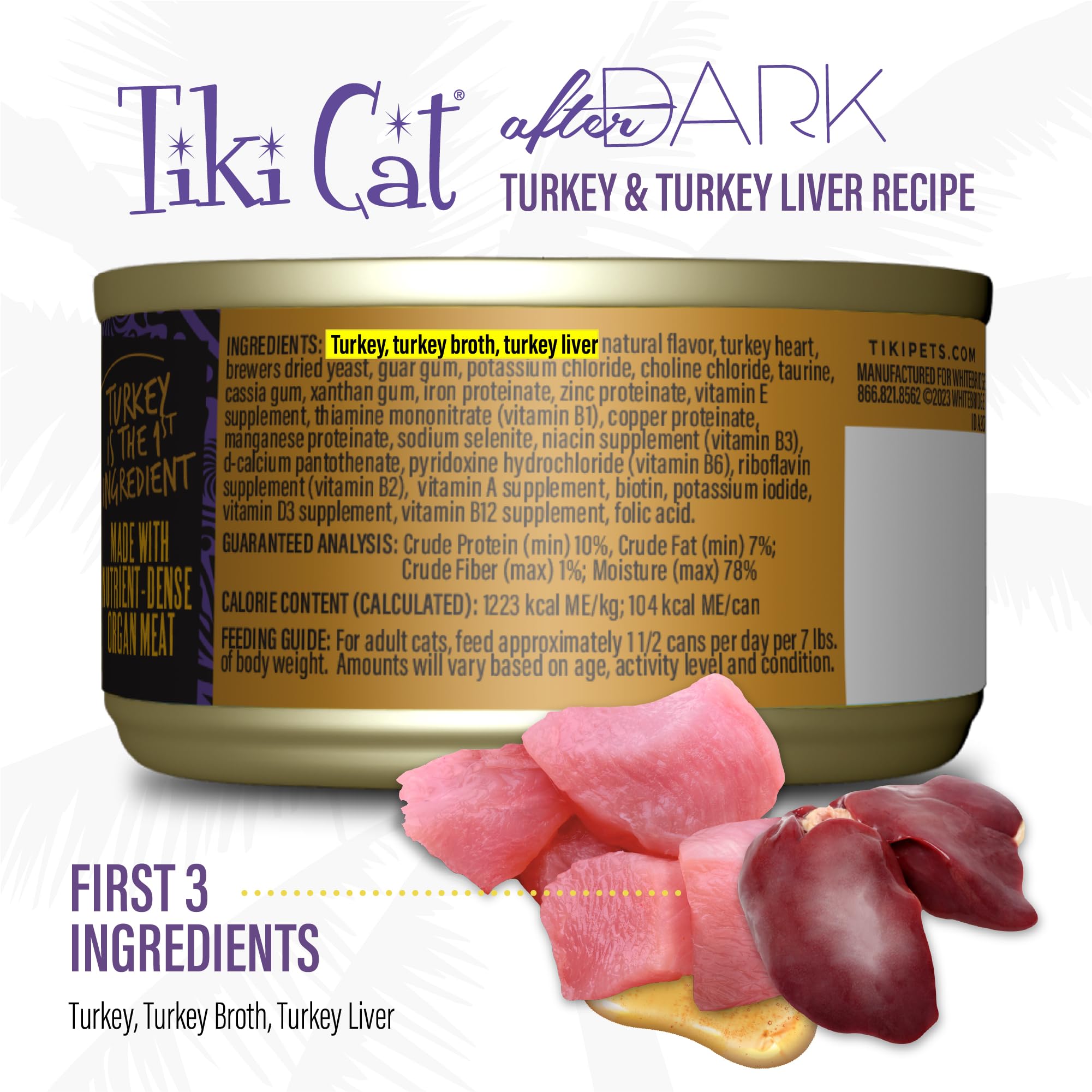 TIKI PETS bol servi montrant chat mangeant, favorise hydratation