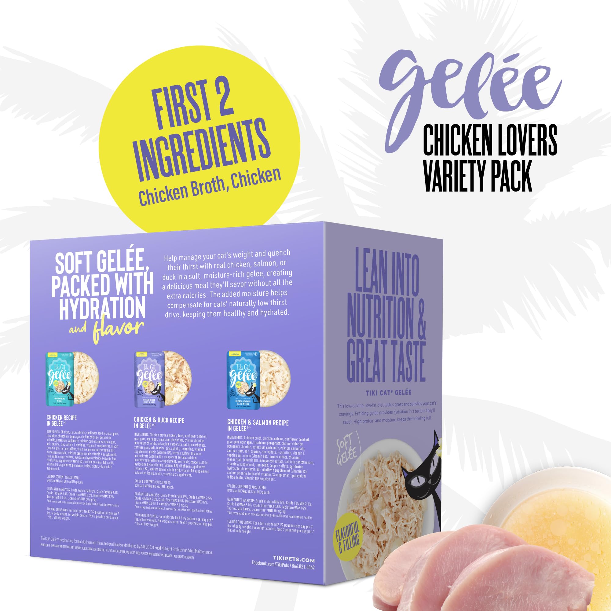 TIKI PETS sachet ouvert avec gelée visible, facilite service pratique