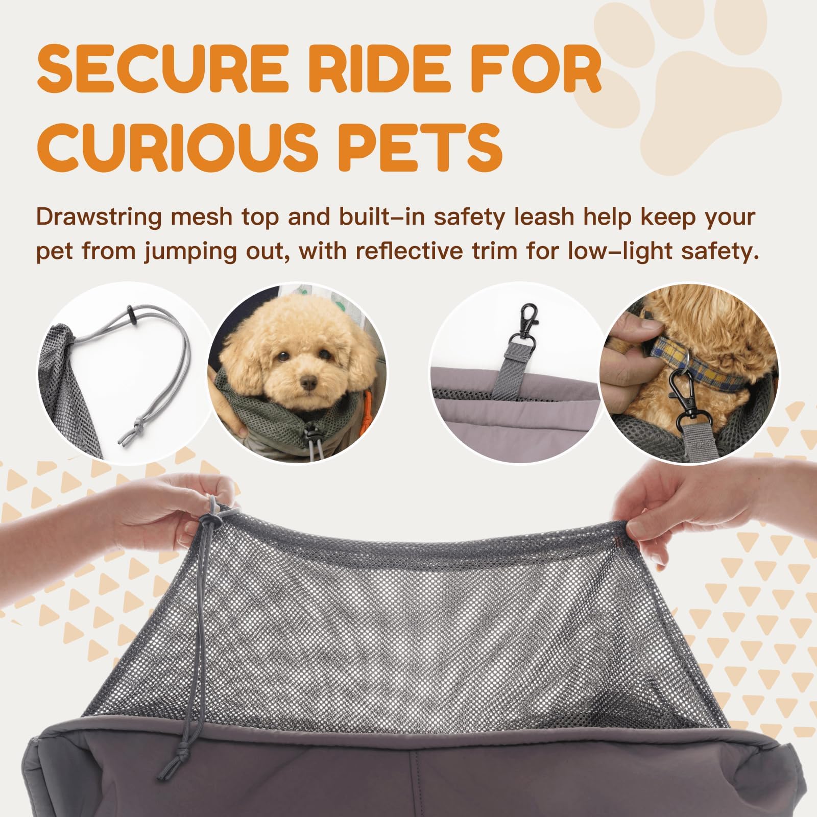 Tirige chat installé dans le sac illustrant transport sûr et proche