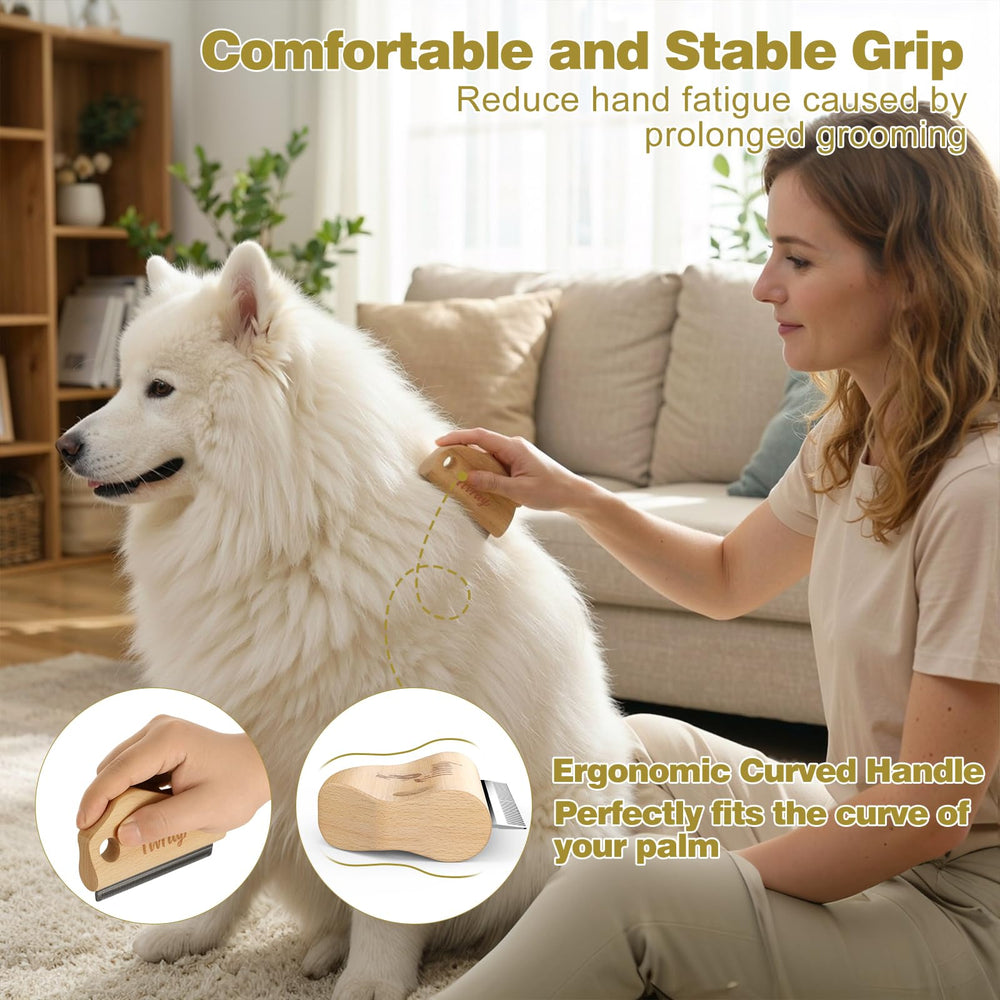 Tivray brosse utilisée sur chien réduisant la mue et améliorant le pelage