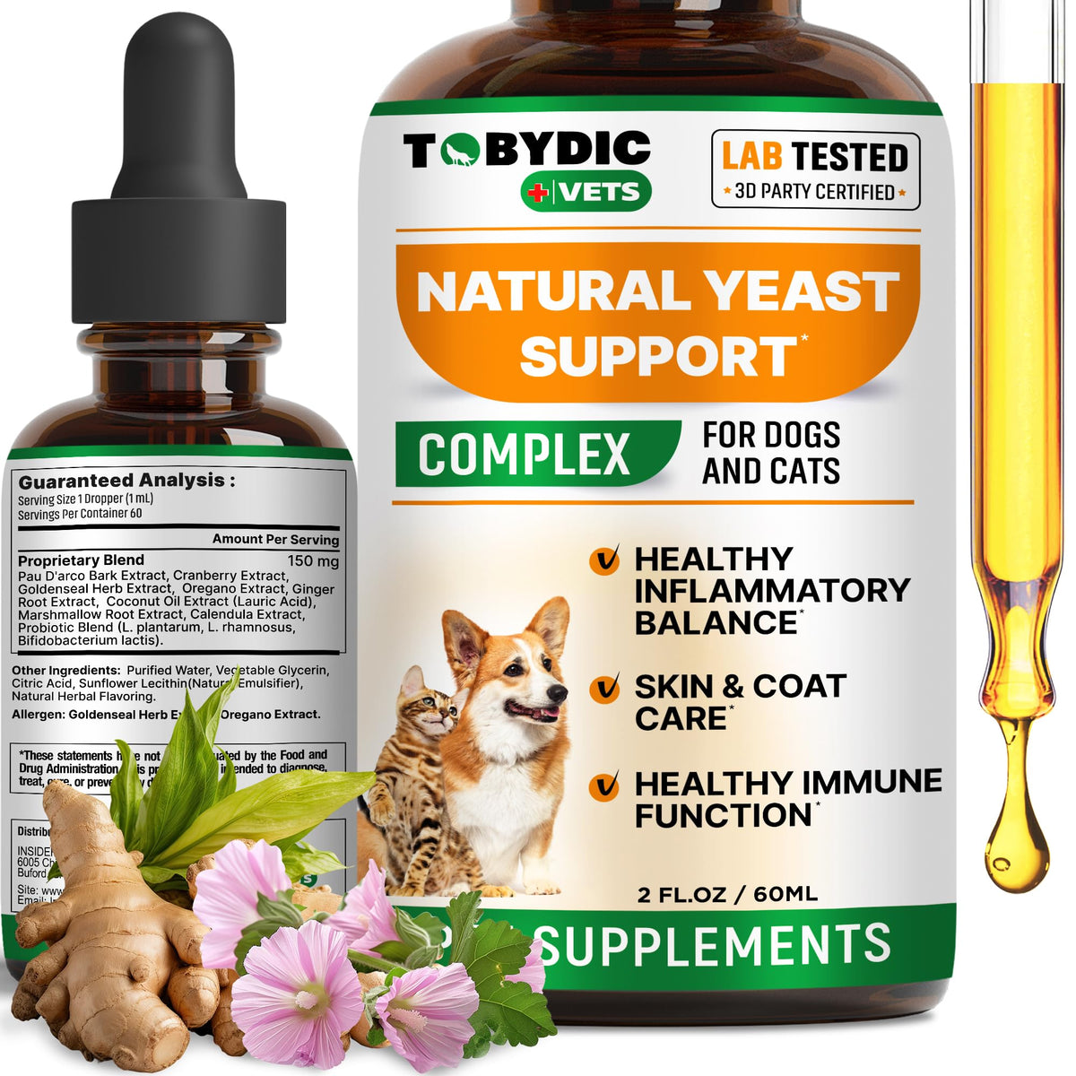 TOBYDIC emballage avant montrant produit naturel et bénéfice apaisant