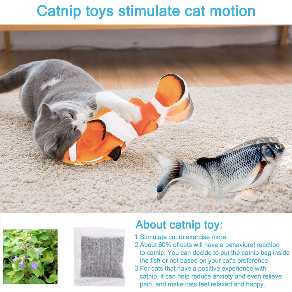 Tocirelo poisson en action avec chat attaquant, stimule l'instinct de chasse