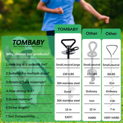TOMBABY câble 20 ft et anneau 360° anti-entortillement pour liberté contrôlée