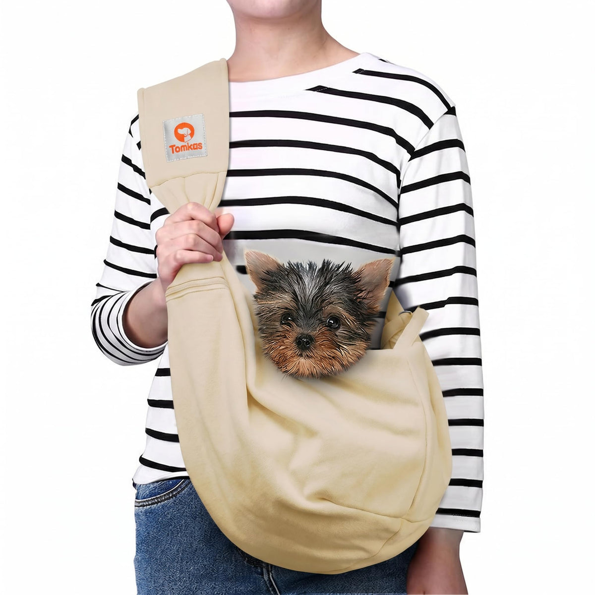 TOMKAS sac bandoulière face avec poche zippée montrant rangement sécurisé