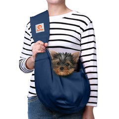 TOMKAS vue de face du sling bleu foncé montrant confort et design
