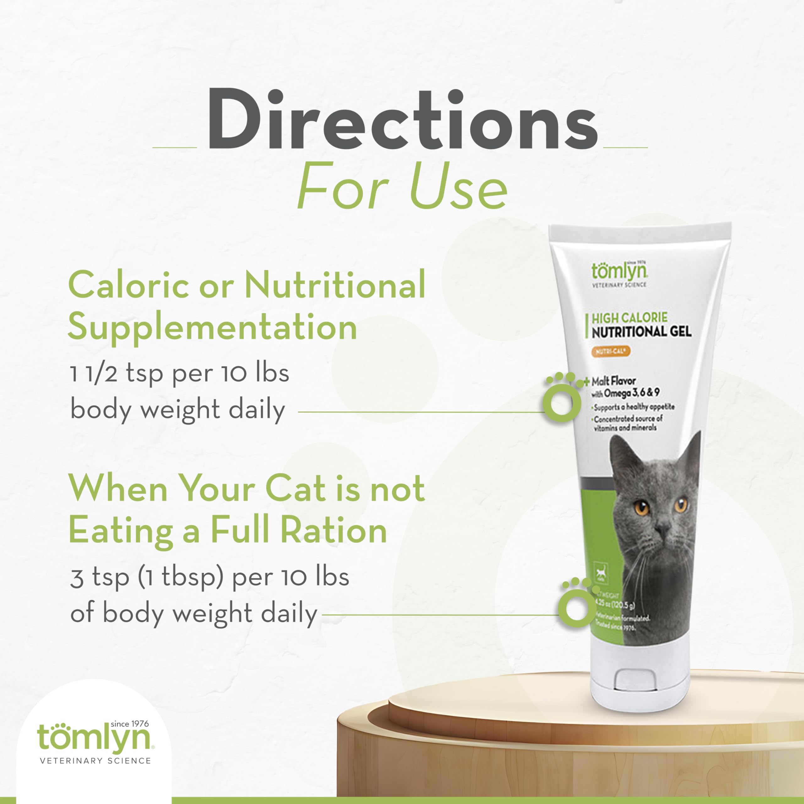 Comparaison de taille du pot Tomlyn Nutri-Cal pour visualiser la quantité de 4,25 oz