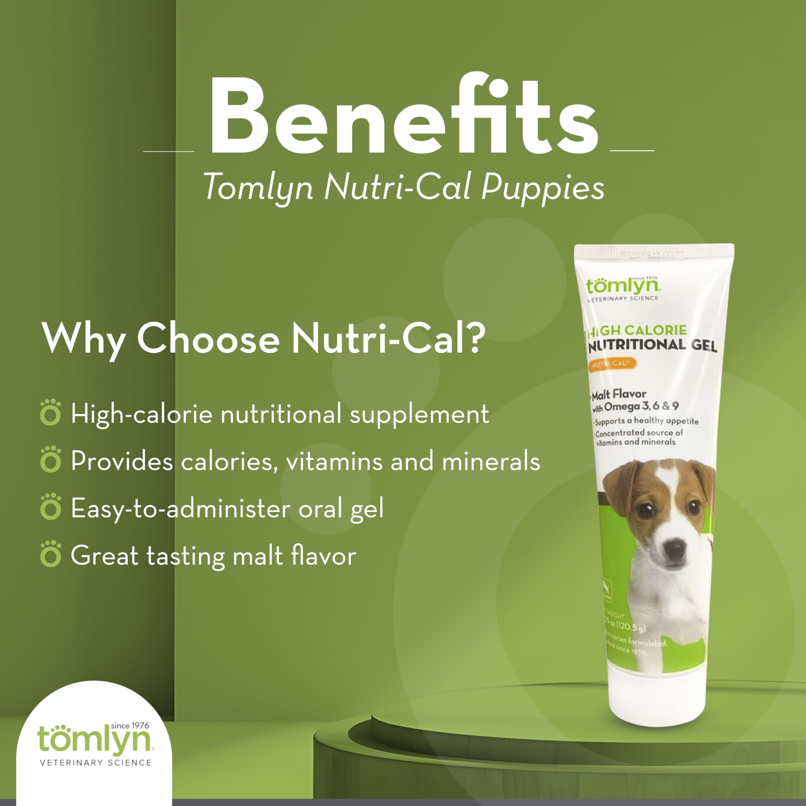 Tomlyn Nutri-Cal tube en gros plan, texture lisse et dosage facile