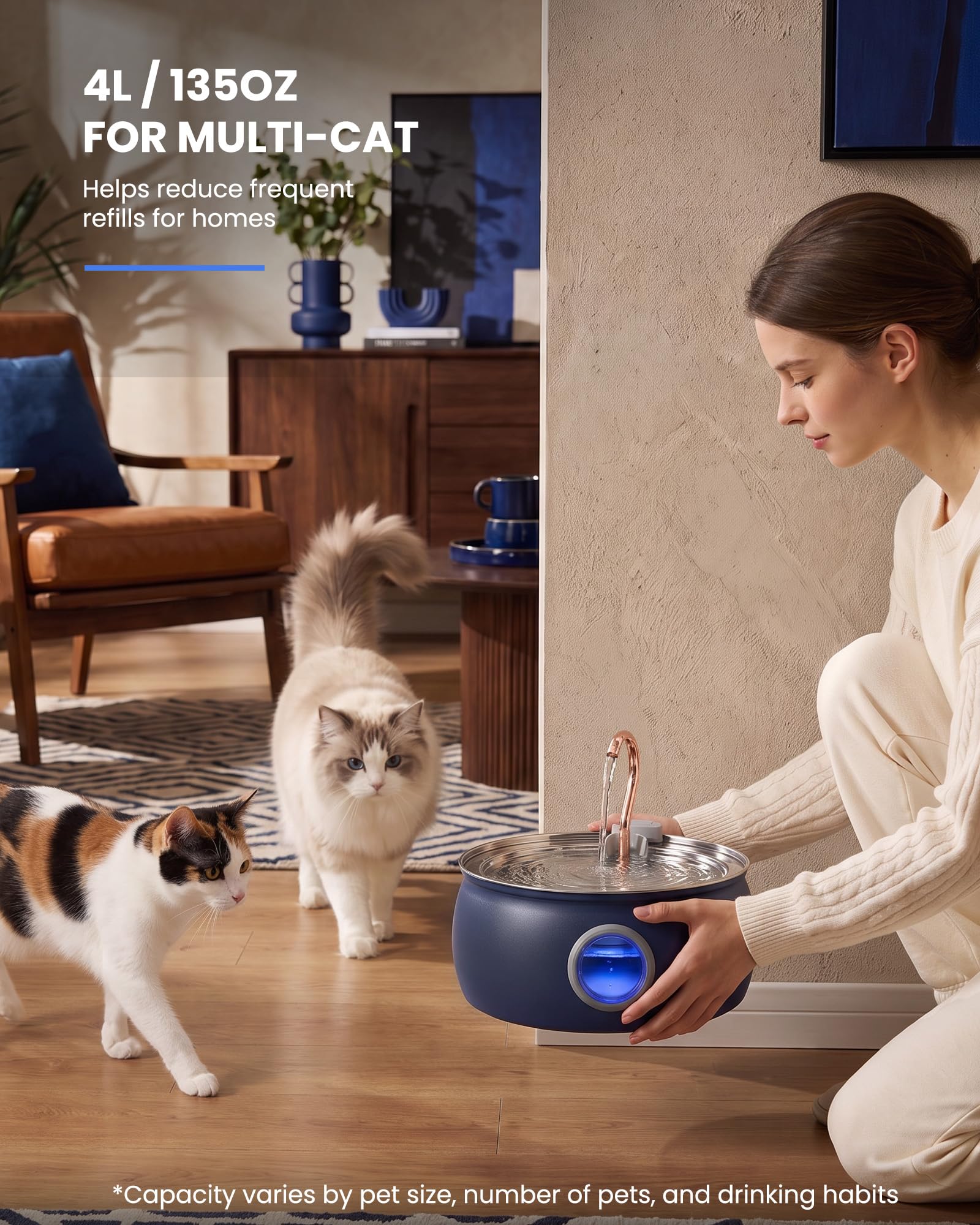 tomxcute col-de-cygne en cuivre gros plan attire le chat boire