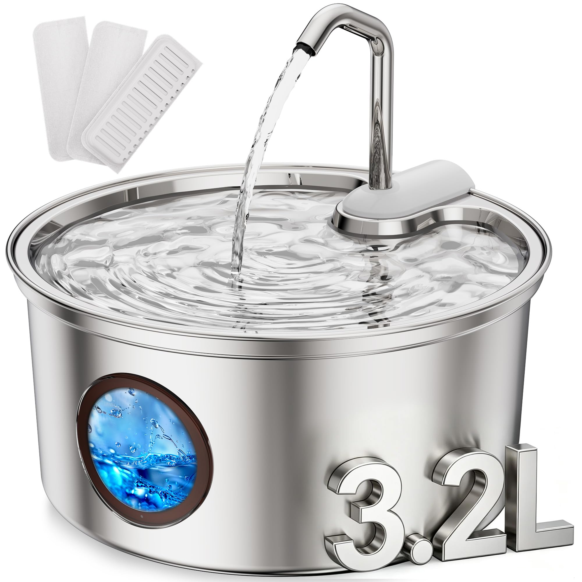 Tomxcute fontaine face avant en acier inoxydable, design hygiénique et moderne