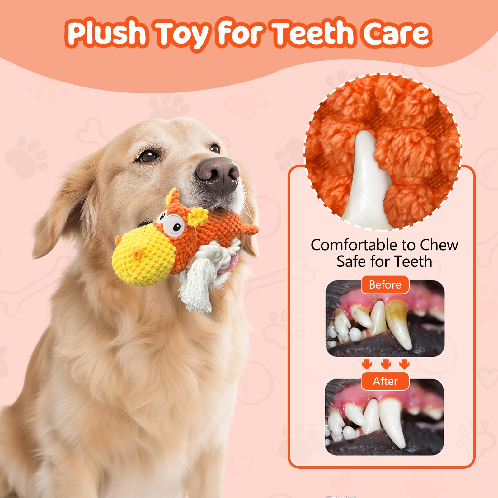TOOPTATE Hippo oreilles avec papier crissant stimulant l'attention du chien