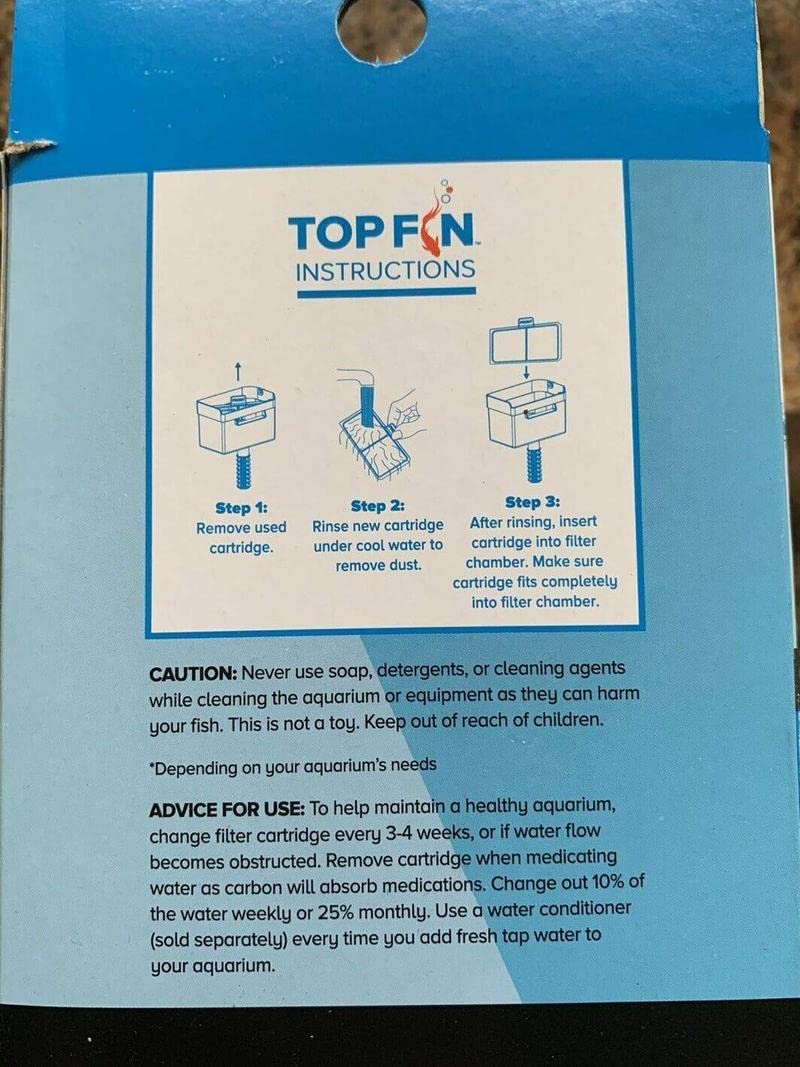 Top Fin cartouche installée dans filtre d'aquarium, eau plus claire