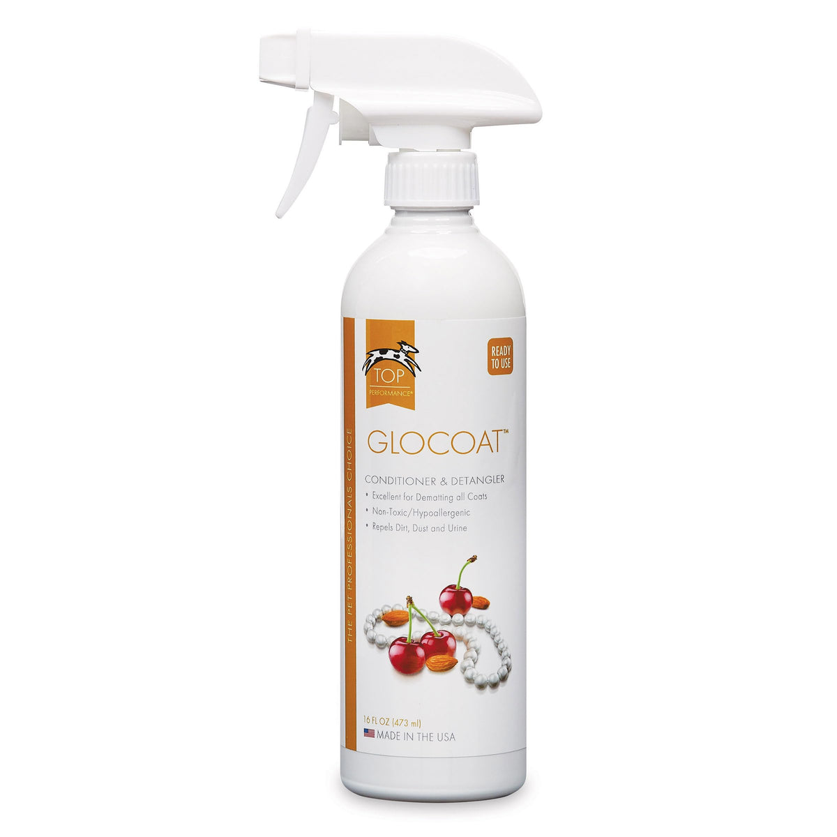 Top Performance GloCoat emballage avant montrant format et étiquette, facilité d'utilisation